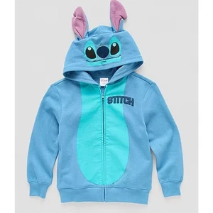 Disney Collection Embroidered Lilo & Stitch Little Kids Fleece Zipper Hoodie 7/8 - Picture 1 of 3