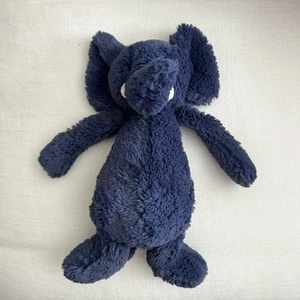 Jellycat London Plush Bashful Elephant Navy Blue Soft Stuffed Animal Medium - Picture 1 of 5