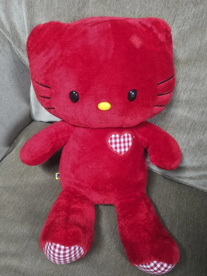 Build A Bear Red Heart Plaid Hello Kitty 18" Plush 2011 Valentine Love Sanrio - Image 1 of 1