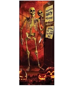 Fun World - Skeleton Halloween Party Door Cover Halloween Decoration 30" x 72" - Picture 1 of 3