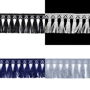 1) 1 m Ätzspitze Fransenborte 45 mm Borte mit Fransen Quasten Farbwahl Gardine  - Bild 1 von 5