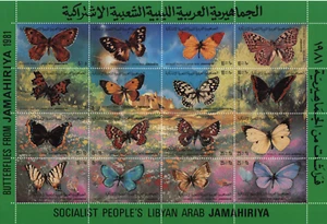 LIBYA SCOTT # 966 a-p BUTTERFLIES VF/XF MNH COMPLETE SHEET - Picture 1 of 1