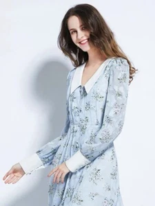 Dress summer blue women floral spring girl vintage antique long - Picture 1 of 4