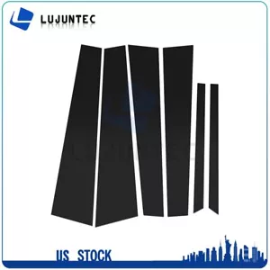 6 piezas para 03-07 Honda Accord moldura de puerta piano negro brillante postes de pilar lado derecho + derecho - Imagen 1 de 6