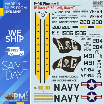 Print Scale 48-300 1/48 F-4B Phantom II US NAVY VF-84 "Jolly Rogers" - Image 1 of 4