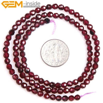 Nuevas cuentas redondas facetadas de piedra natural AAA de 3 mm 4 mm para hacer joyas de 15"" Foto 1 de 4