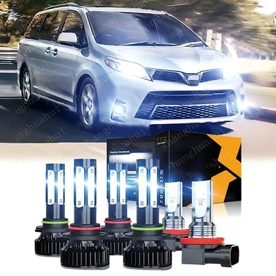 6X 6000K LED Headlights High Low+Fog Light BULB Kit For Toyota Sienna 2011-2018 - Image 1 of 4