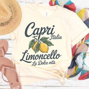 La Dolce Vita Lemon Graphic Tee, Italian Summer Shirt, Amalfi Coast Style - Picture 1 of 9