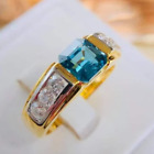 AAA+ Swiss Blue Topaz Gemstone REAL 925 STERLING-SILVER Men's Ring For Him