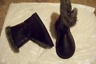womens qupid black faux fur trimmed ankle boots size 10
