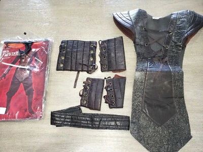 DISFRAZ DE LUCHADOR NINJA niños HALLOWEEN 8/10 PANTALONES CAMISA CAPUCHA MUÑECA ESPINILLERAS Foto 1 de 2