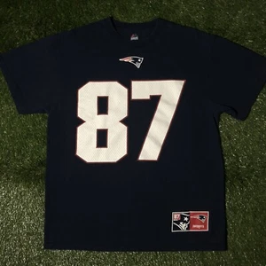 Majestic New England Patriots NFL Rob Gronkowski Gronk #87 Blue T-Shirt Jersey L - Picture 1 of 6