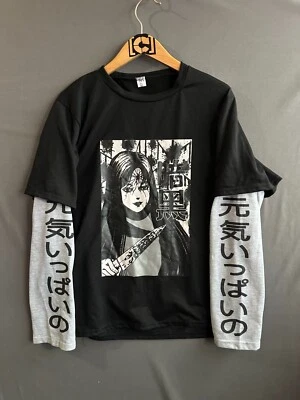 Camisa de Anime Harajuku MEns Grande Negra Y2K Japón Gótica Junji Ito Emo Grunge Foto 1 de 4