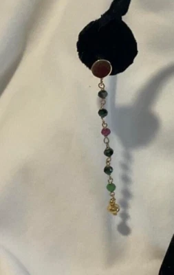 Bellezza 18 k gold over bronze ,Italian made, long earrings Ruby Zoisite - Imagem 1 de 3