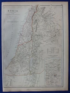 SYRIA (SOUTH DIVISION), PALESTINE, DEAD SEA, original antique map, Blackie, 1882 - Picture 1 of 4