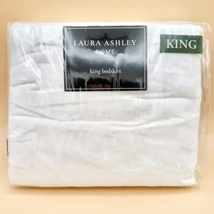 New Laura Ashley King Bed Skirt White Ruffled 100% Cotton Cottage French Country - Picture 1 of 6