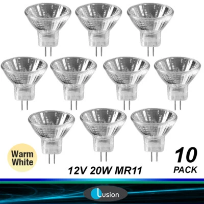 10 x 12V 20W MR11 GU4 Halogen Light Lamp Globes Bulbs Dimmable Warm White FTD - Image 1 of 4