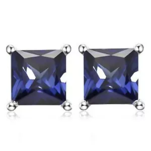 Ohrringe/Ohrstecker Milla, 925er Silber, 2,17 Kt. LAB Tansanit, 5 mm Square - Bild 1 von 1