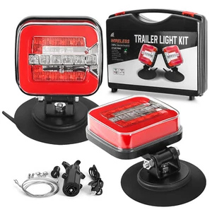 2 Magnetic Wireless LED Tow Towing Trailer Rear Tail Lights Battery Operated USB - Picture 1 of 12