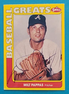 MILT PAPPAS (Dez.) Signiert 1990 Swell Greats Phila. Gum #69 Braves Autogramm Auto - Bild 1 von 3