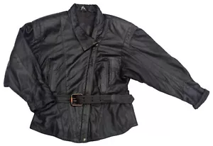 Vintage Leather Jacket Mens 80s Black Zipped Retro Indie Mod M 40" - Picture 1 of 2
