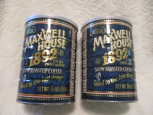 Vintage~Maxwell House Coffee Cans~Empty~1892 Slow Roasted~2 cans - Picture 1 of 10