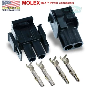 Molex (2-Pin) Black 11A~20A w/14-20 AWG, Wire Connector - 2.13mm, MLX™ (1 Set) - Picture 1 of 4