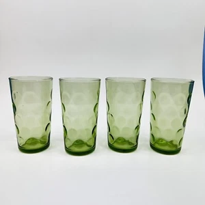 Vintage Hazel Atlas CCC El Dorado Dot Juice Glasses Avocado Green - Set of 4 - Picture 1 of 4