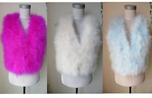 Girl's Real Ostrich Feather Fur Vest Coat Warm Waistcoat Wedding Party Short