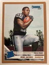 Josh Jacobs 2019 Donruss Rated Rookie Gold Press Proof Rookie Card #308 (4288)