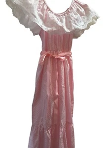 Sears 80s  Gunne Sax StyleDress Polka Dot Dress One Owner Lace Size 8 Girls - Picture 1 of 9