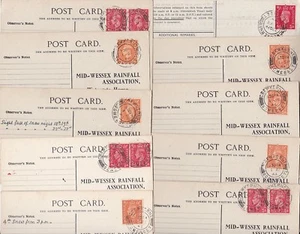 1943/5 10 CREWKERNE SOMERSET MID WESSEX RAINFALL CARDS TO BRIDGEWATER - Picture 1 of 2