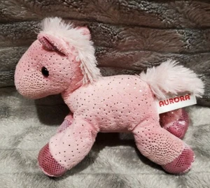 Aurora Pink Pony Horse With Sparkles Bean Bag Plush Stuffed Toy 6" - Picture 1 of 2