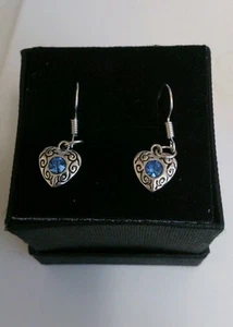 Tibetan silver blue heart : choice of necklace,earrings or gift set - brldesmaid - Picture 1 of 3