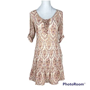 Massimo Dutti Size M Floral Silk Cotton Short Sleeve Mini Dress - Picture 1 of 6