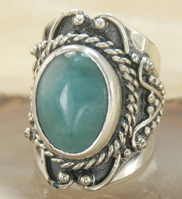 Anillo Joyería Hecho a Mano Plata Piedras Preciosas Larimar Azul Talla 8.5 H102 Foto 1 de 4