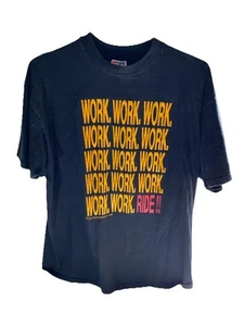 Vintage 1993 schwarzes T-Shirt Arbeit. Arbeit. Fahrt!! Einzelnaht XL - Bild 1 von 5