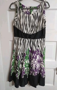 Danny & Nicole ärmelloses Damen Zebra Blumen Fit & Flare Kleid, Größe: 10  - Bild 1 von 5