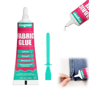 Fabric Glue, 70ml Permanent Clear Washable Clothing Glue for All Fabrics, Cot... - Picture 1 of 7
