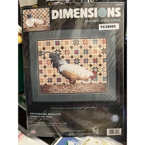 Dimensions 35095 Patchwork Rooster Cross Stitch Kit 14 “x 11” New Kit Farm - Picture 1 of 11