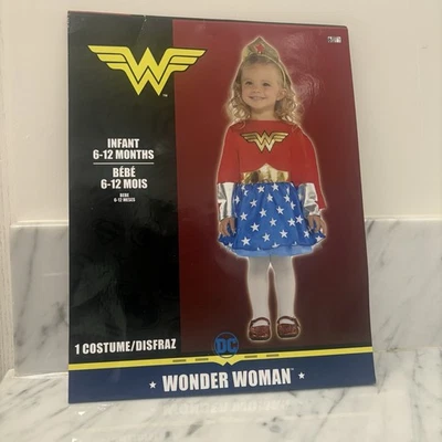 DC Wonder Woman Halloween Costume Infant Baby 6-12 Months Dress, Cape & Headband - Image 1 of 4