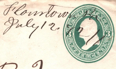 USA Cover 1872 Stationery 3c *FLOURTOWN* Pa MANUSCRIPT/PEN CANCEL Boscobel XU303 - Image 1 of 4
