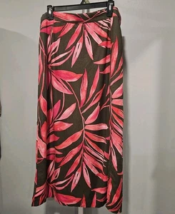 Maxi Falda Time and Tru XL (16-18) Negra/Rosa Tropical Mezcla de Lino con Bolsillos NUEVA CON ETIQUETAS - Imagen 1 de 4