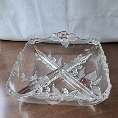 Vintage Mikasa West Germany Crystal Cherry Blossom Pattern Divided Serving Dish - Image 1 of 4
