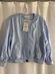 ZARA NEU DAMEN LEINEN BOMBERJACKE HELLBLAU Gr. L 7995/734/406 - Bild 1 von 9