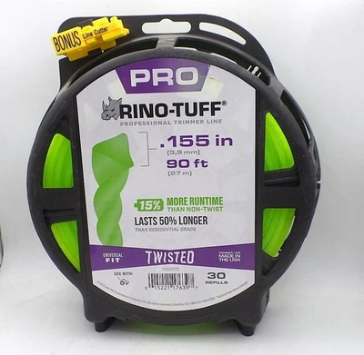 RINO-TUFF 17639 UNIVERSAL FIT 0.155 IN. X 90 FT. PRO TWISTED LINE TRIMMER LAWN - Image 1 of 2