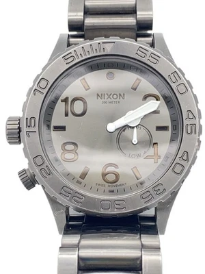NIXON THE42-20 Quartz Analog Stainless Steel Watch Silver Excellent JAPAN - Image 1 of 4