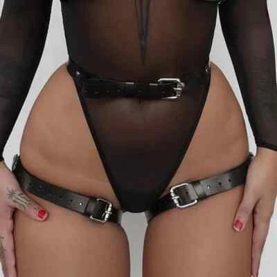 Arnés de cuero PU cinturón lencería para mujer, arnés de pecho, corsé tirantes Foto 1 de 4
