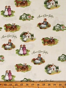 Cotton Anne of Green Gables Kids Books Cream Fabric Print by the Yard D578.84 - Picture 1 of 1