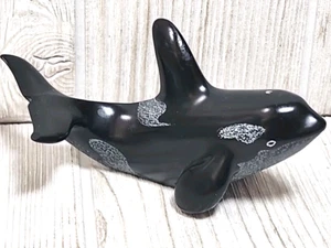 Figura orca asesina boma compuesta de resina natural negra tallada a mano - Imagen 1 de 13
